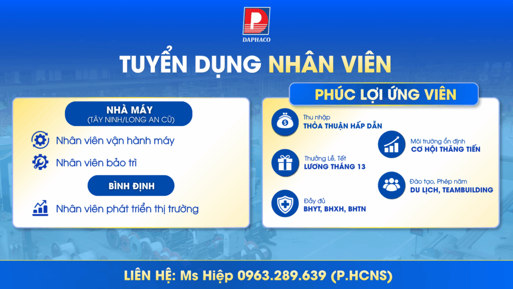 [THÔNG BÁO TUYỂN DỤNG] CƠ HỘI NGHỀ NGHIỆP TẠI DAPHACO – THÁNG 8/2026